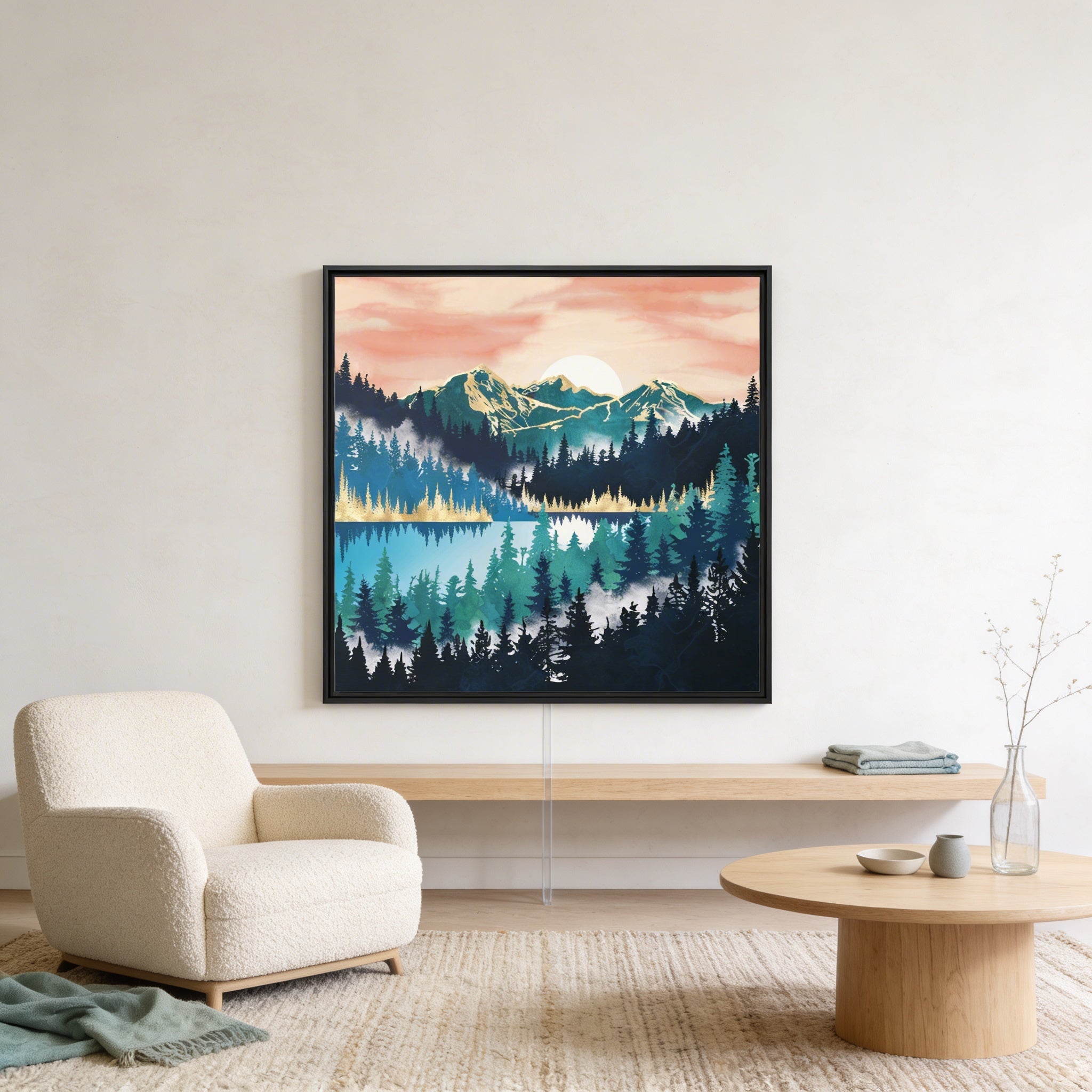 Lake Mist - Matte Canvas, Framed (Multi-color)