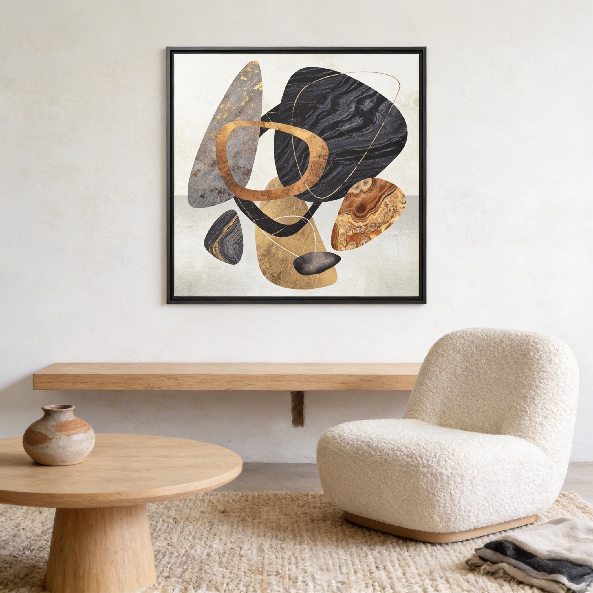 Abstract Pebbles III - Matte Canvas, Framed (Multi-color)