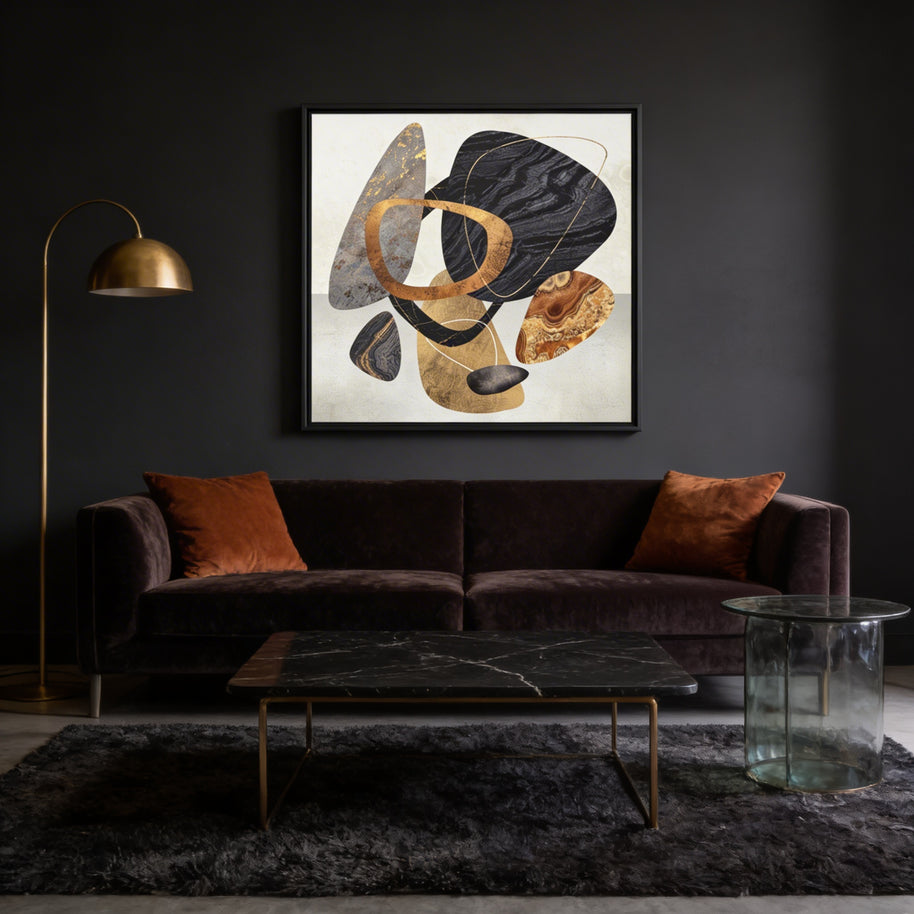 Abstract Pebbles III - Matte Canvas, Framed (Multi-color)