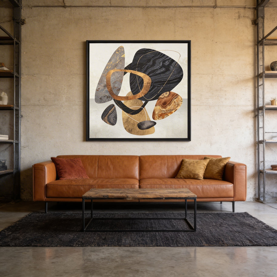 Abstract Pebbles III - Matte Canvas, Framed (Multi-color)