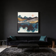 Blue Mountain Reflection - Matte Canvas, Framed (Multi-color)