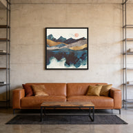 Blue Mountain Reflection - Matte Canvas, Framed (Multi-color)