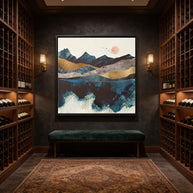 Blue Mountain Reflection - Matte Canvas, Framed (Multi-color)