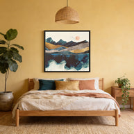 Blue Mountain Reflection - Matte Canvas, Framed (Multi-color)