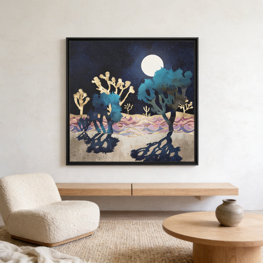 Desert Lake Moonlight - Matte Canvas, Framed (Multi-color)
