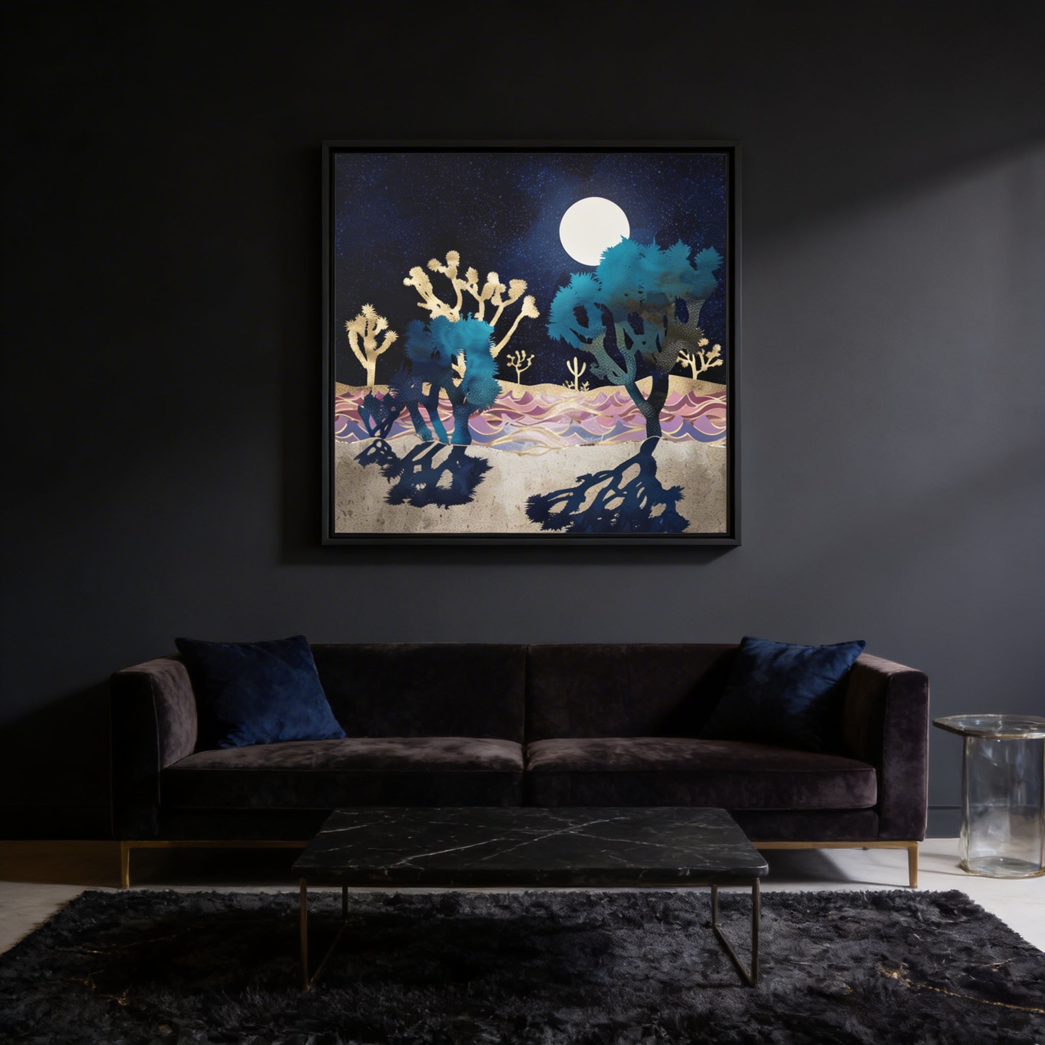 Desert Lake Moonlight - Matte Canvas, Framed (Multi-color)
