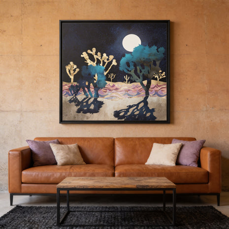 Desert Lake Moonlight - Matte Canvas, Framed (Multi-color)