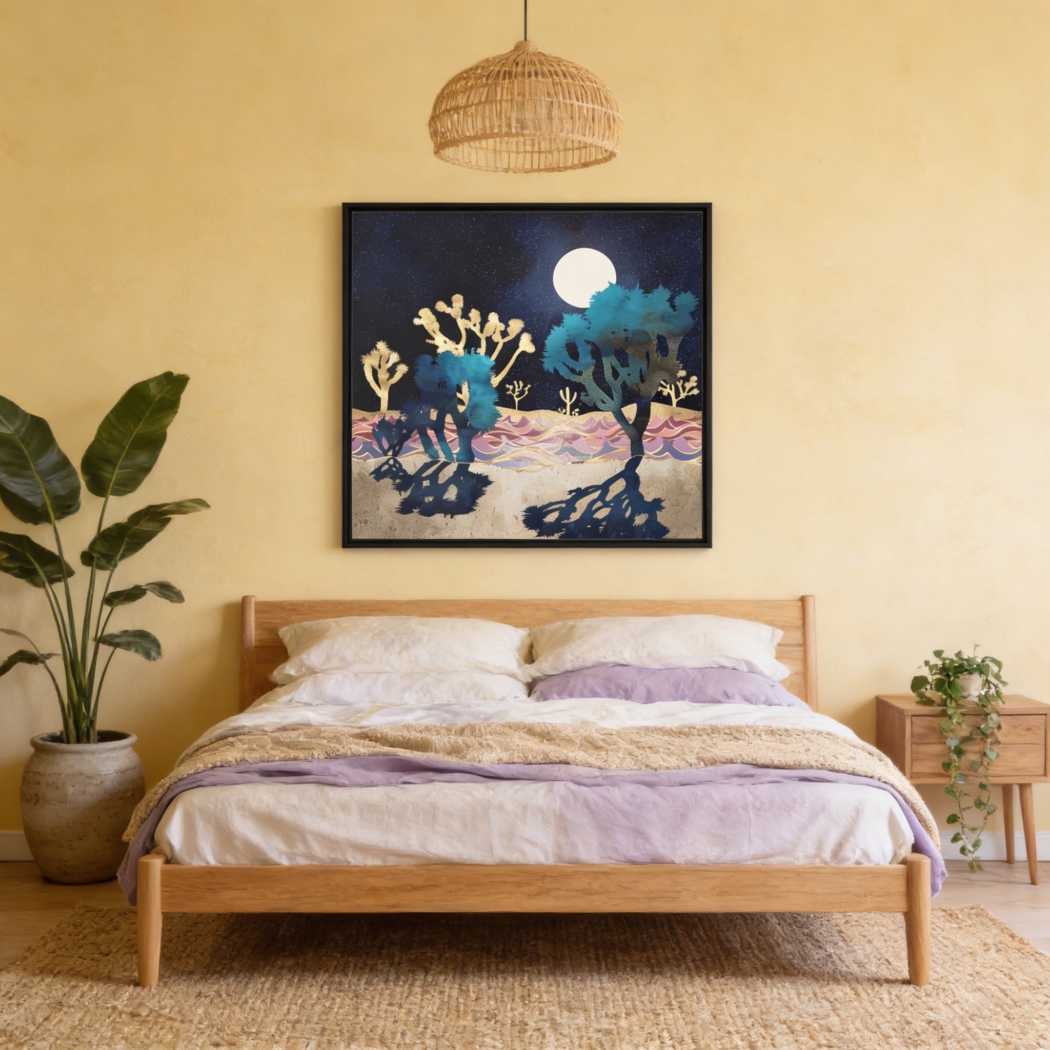 Desert Lake Moonlight - Matte Canvas, Framed (Multi-color)
