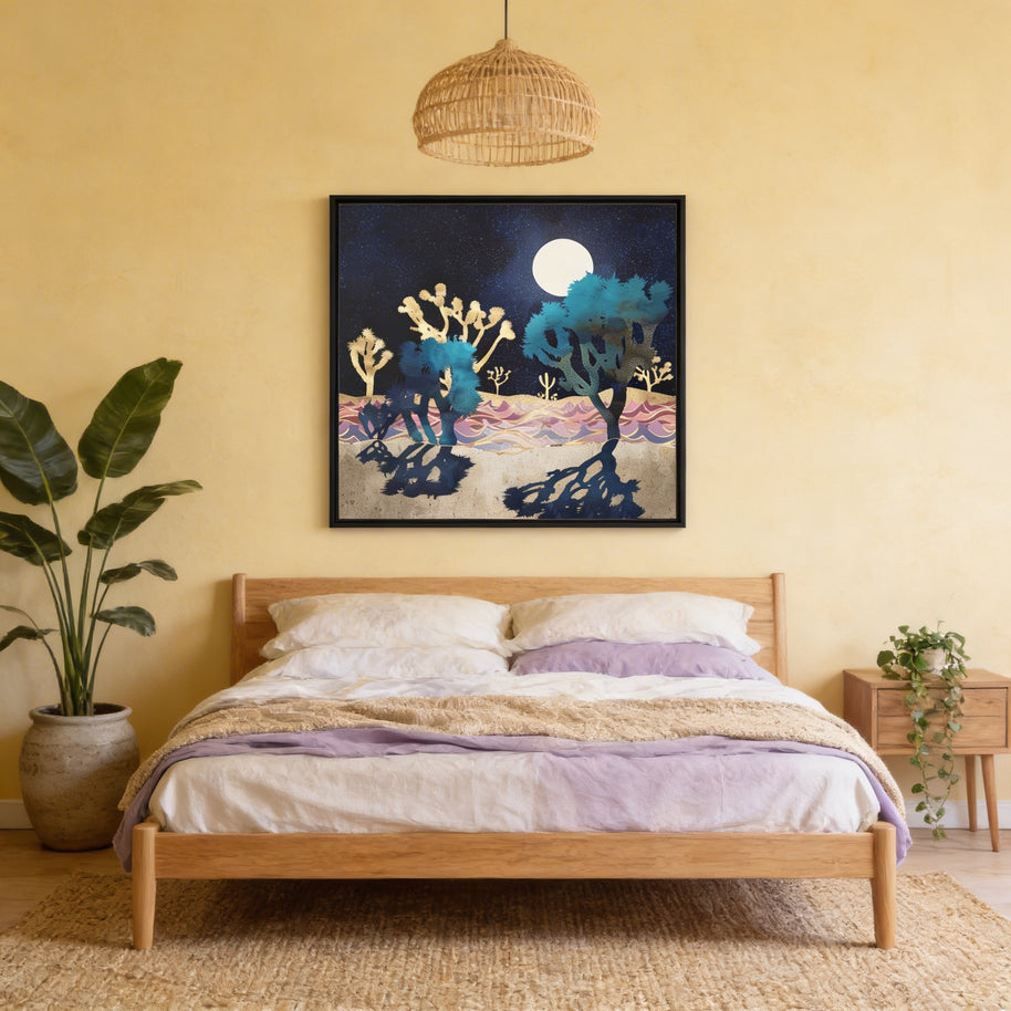 Desert Lake Moonlight - Matte Canvas, Framed (Multi-color)