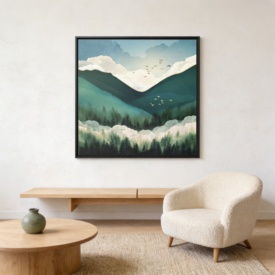 Emerald Hills - Matte Canvas, Framed (Multi-color)