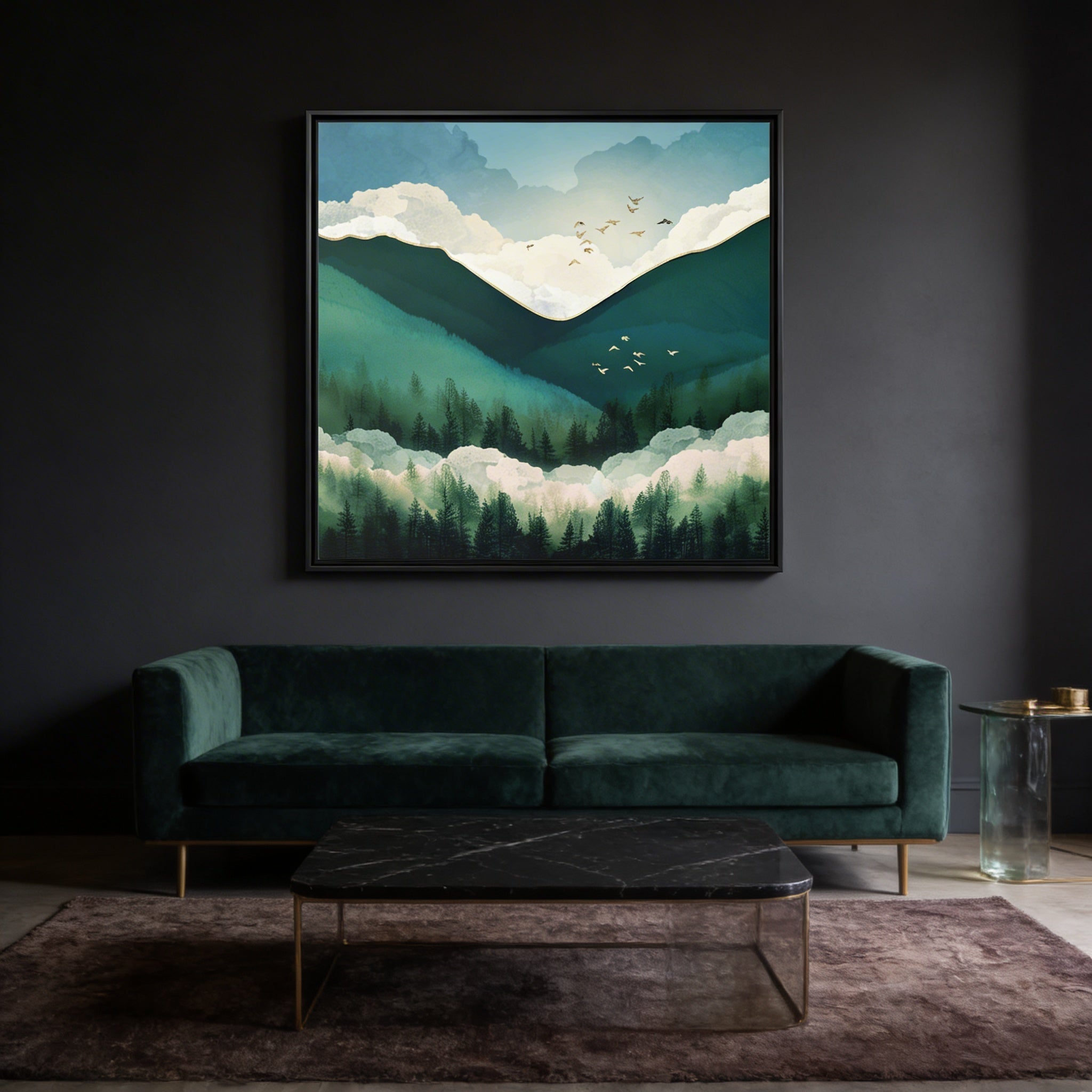 Emerald Hills - Matte Canvas, Framed (Multi-color)