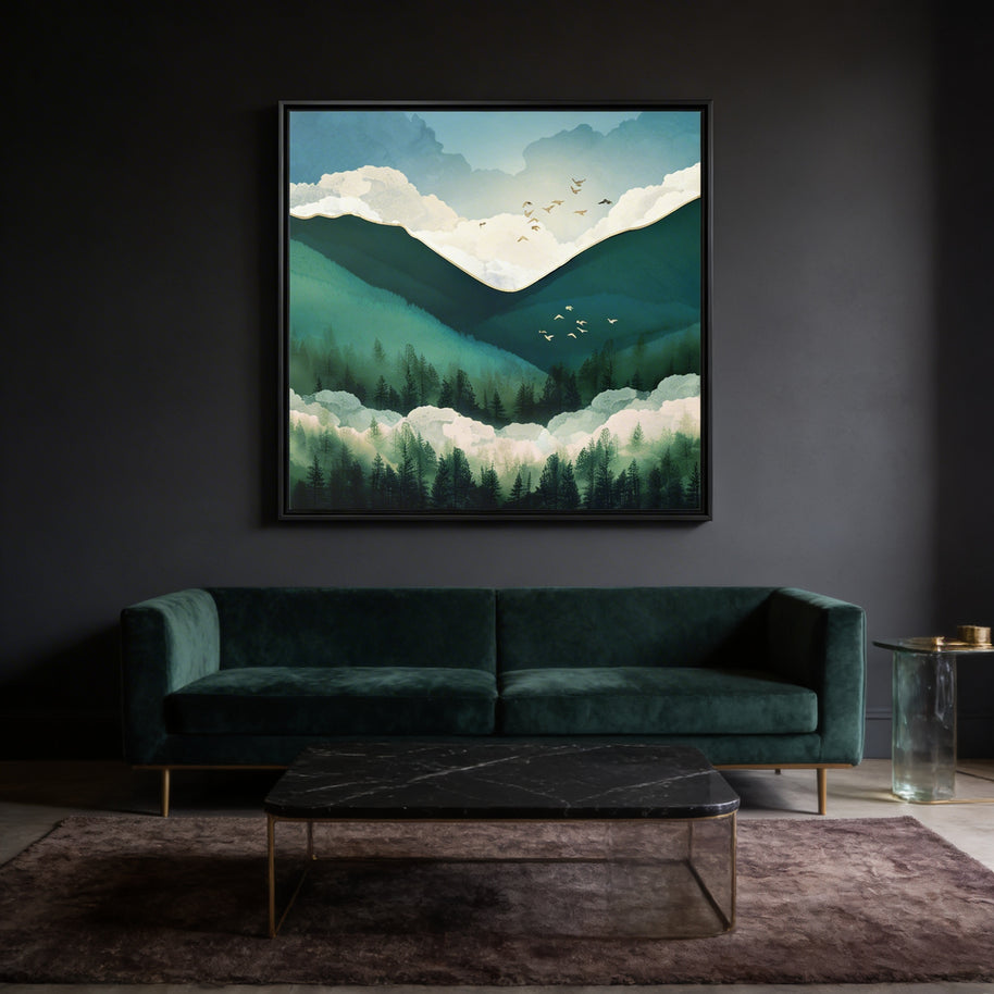 Emerald Hills - Matte Canvas, Framed (Multi-color)