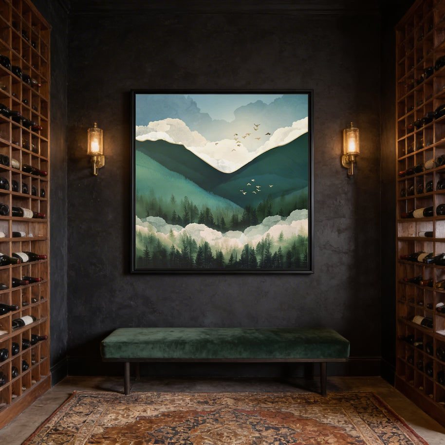 Emerald Hills - Matte Canvas, Framed (Multi-color)