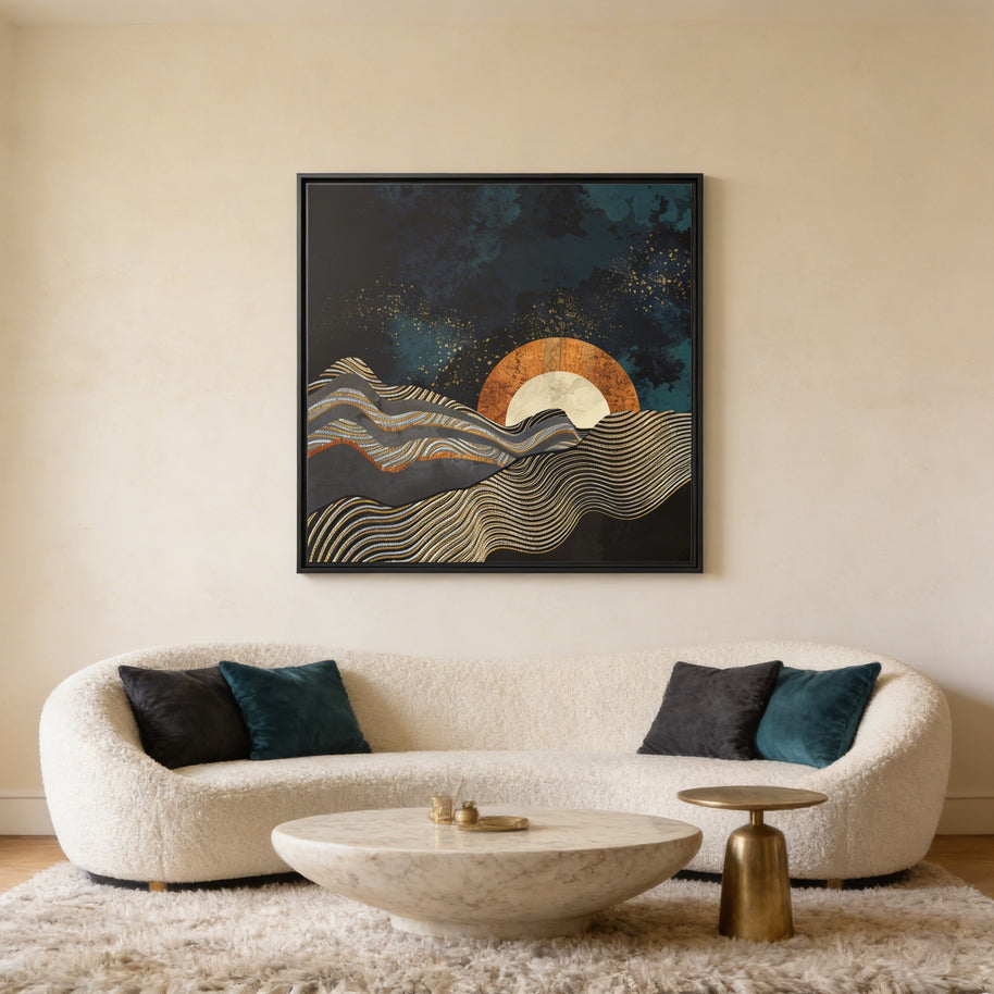 Gold and Silver Fields - Matte Canvas, Framed (Multi-color)