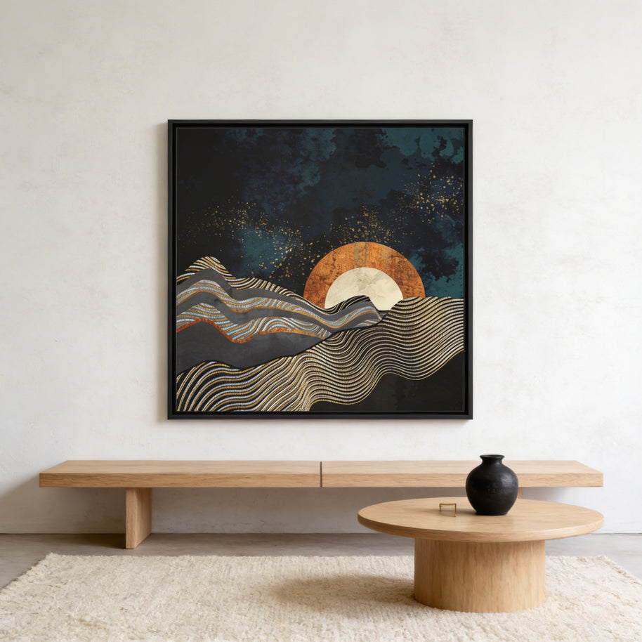 Gold and Silver Fields - Matte Canvas, Framed (Multi-color)