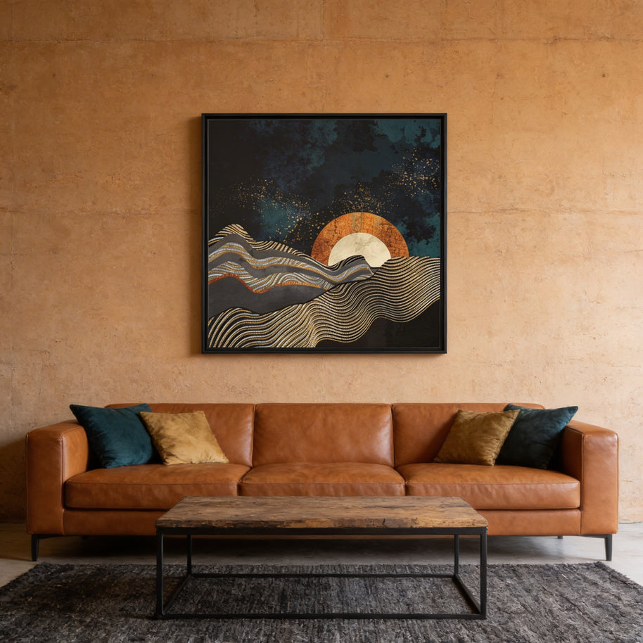Gold and Silver Fields - Matte Canvas, Framed (Multi-color)