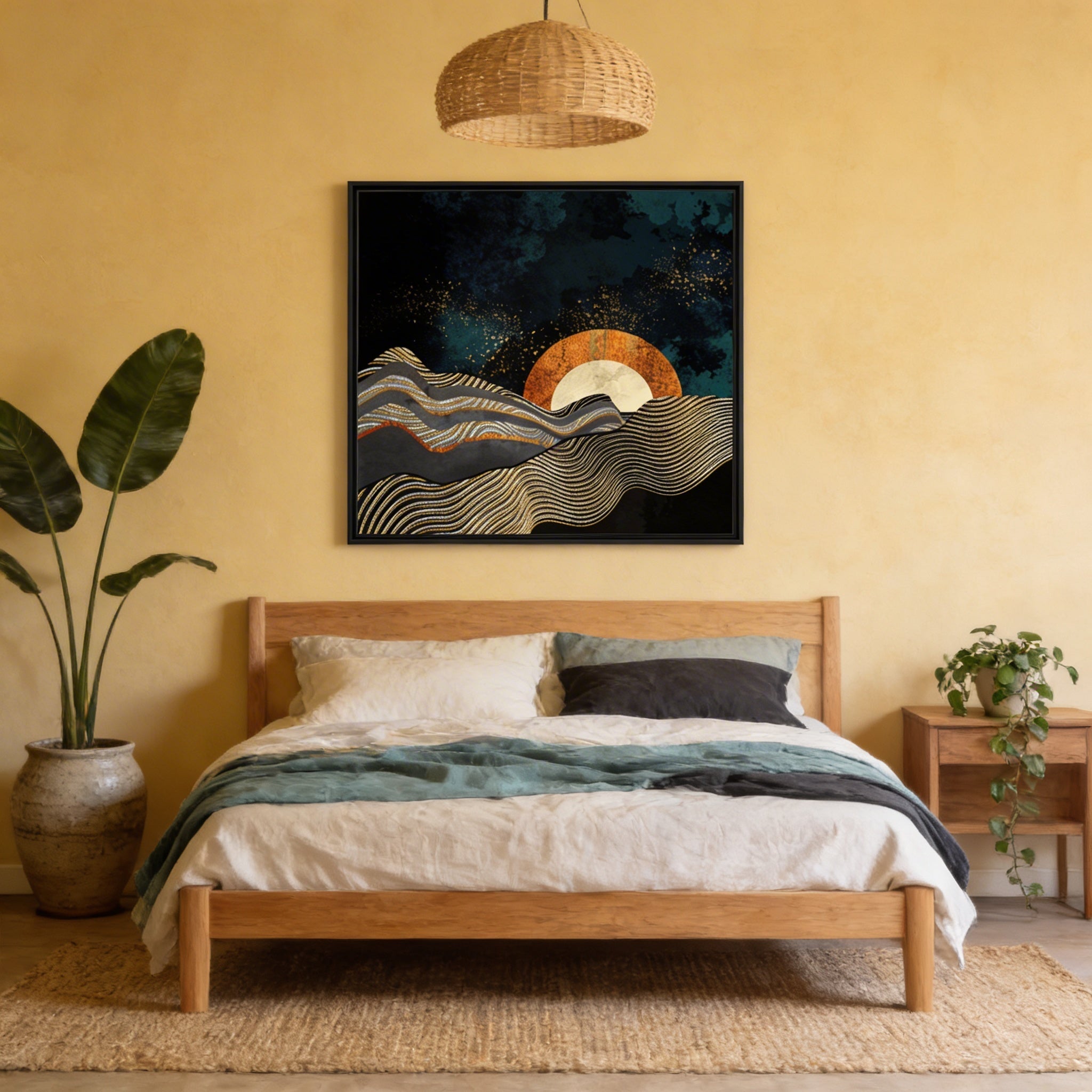 Gold and Silver Fields - Matte Canvas, Framed (Multi-color)