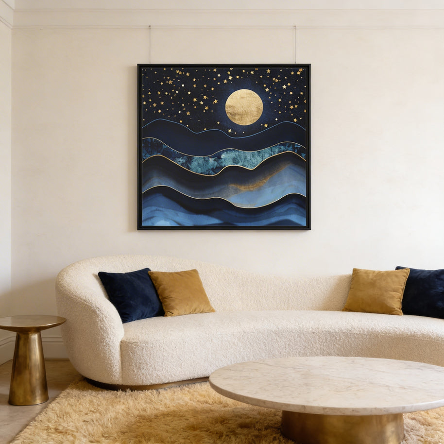 Golden Moon - Matte Canvas, Framed (Multi-color)