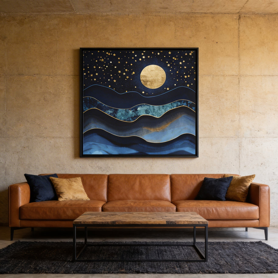 Golden Moon - Matte Canvas, Framed (Multi-color)