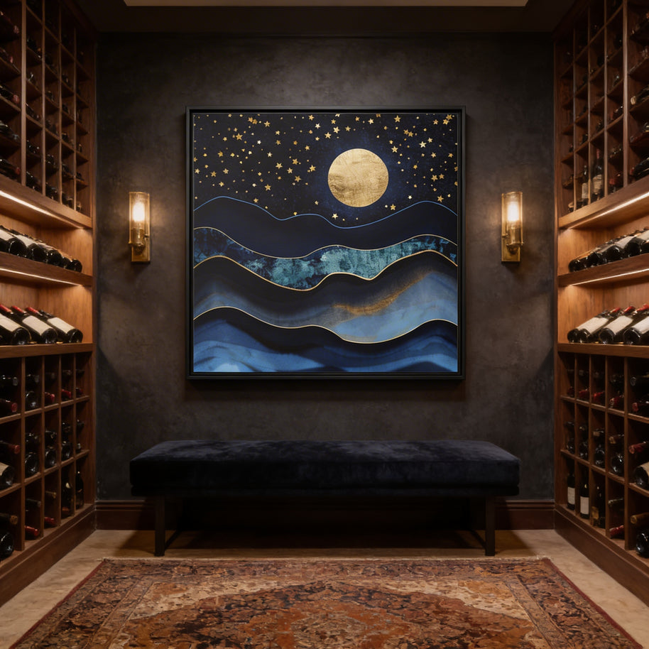 Golden Moon - Matte Canvas, Framed (Multi-color)