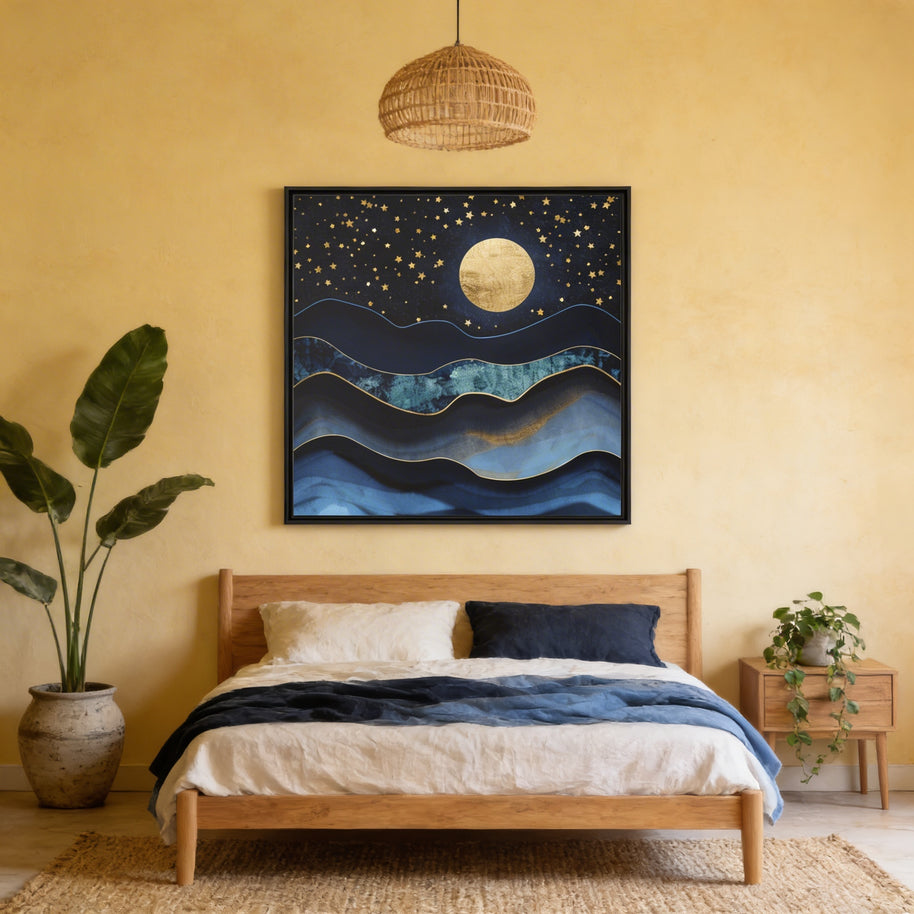 Golden Moon - Matte Canvas, Framed (Multi-color)