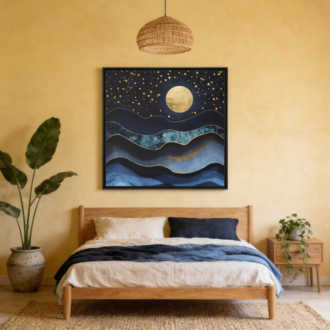 Golden Moon - Matte Canvas, Framed (Multi-color)