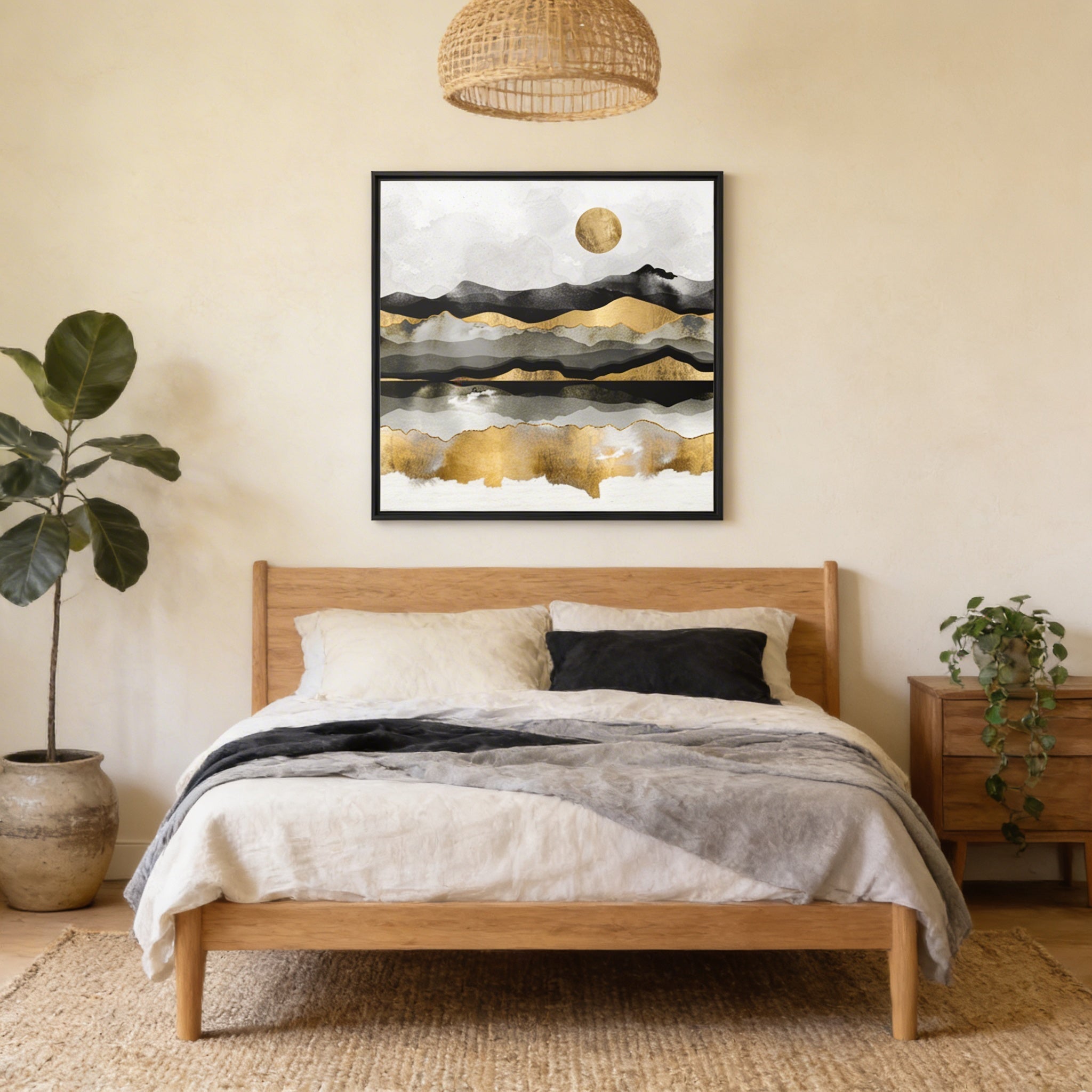 Golden Spring Moon - Matte Canvas, Framed (Multi-color)