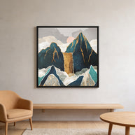 Golden Waterfall - Matte Canvas, Framed (Multi-color)