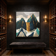 Golden Waterfall - Matte Canvas, Framed (Multi-color)