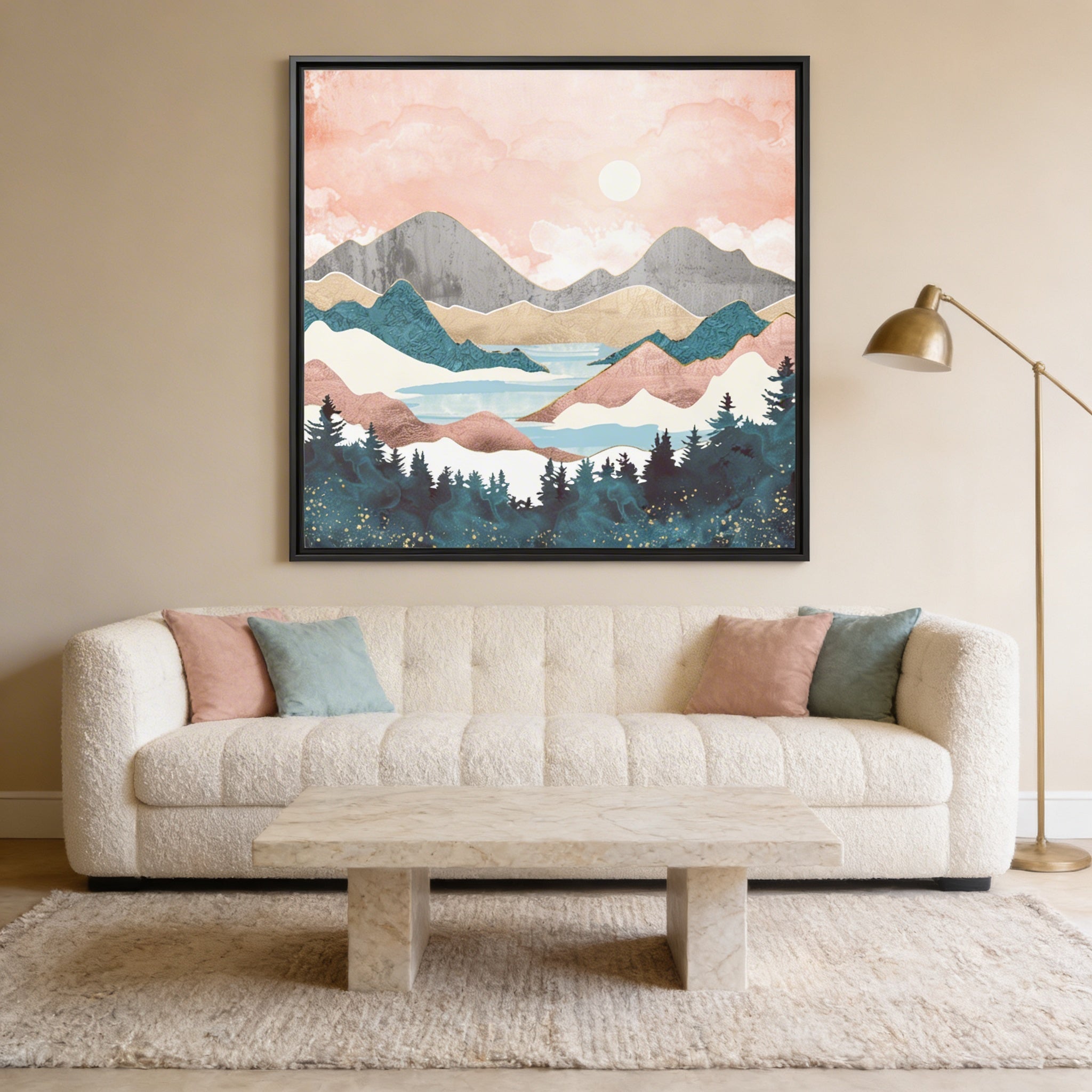 Lake Sunrise - Matte Canvas, Framed (Multi-color)
