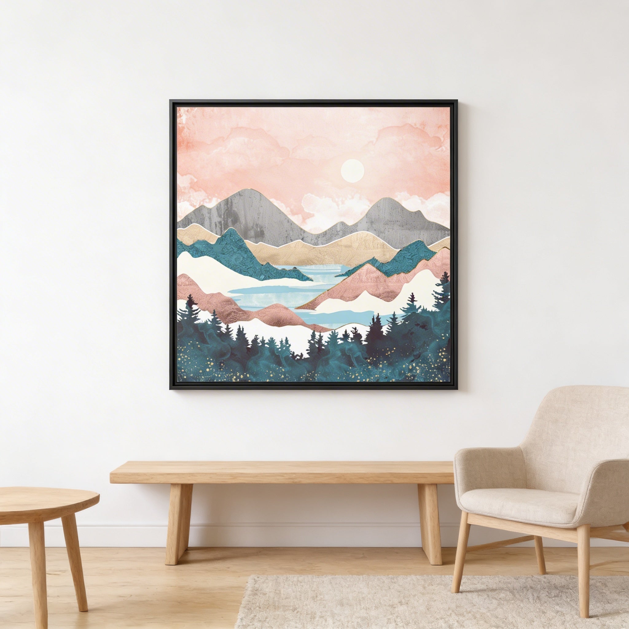 Lake Sunrise - Matte Canvas, Framed (Multi-color)