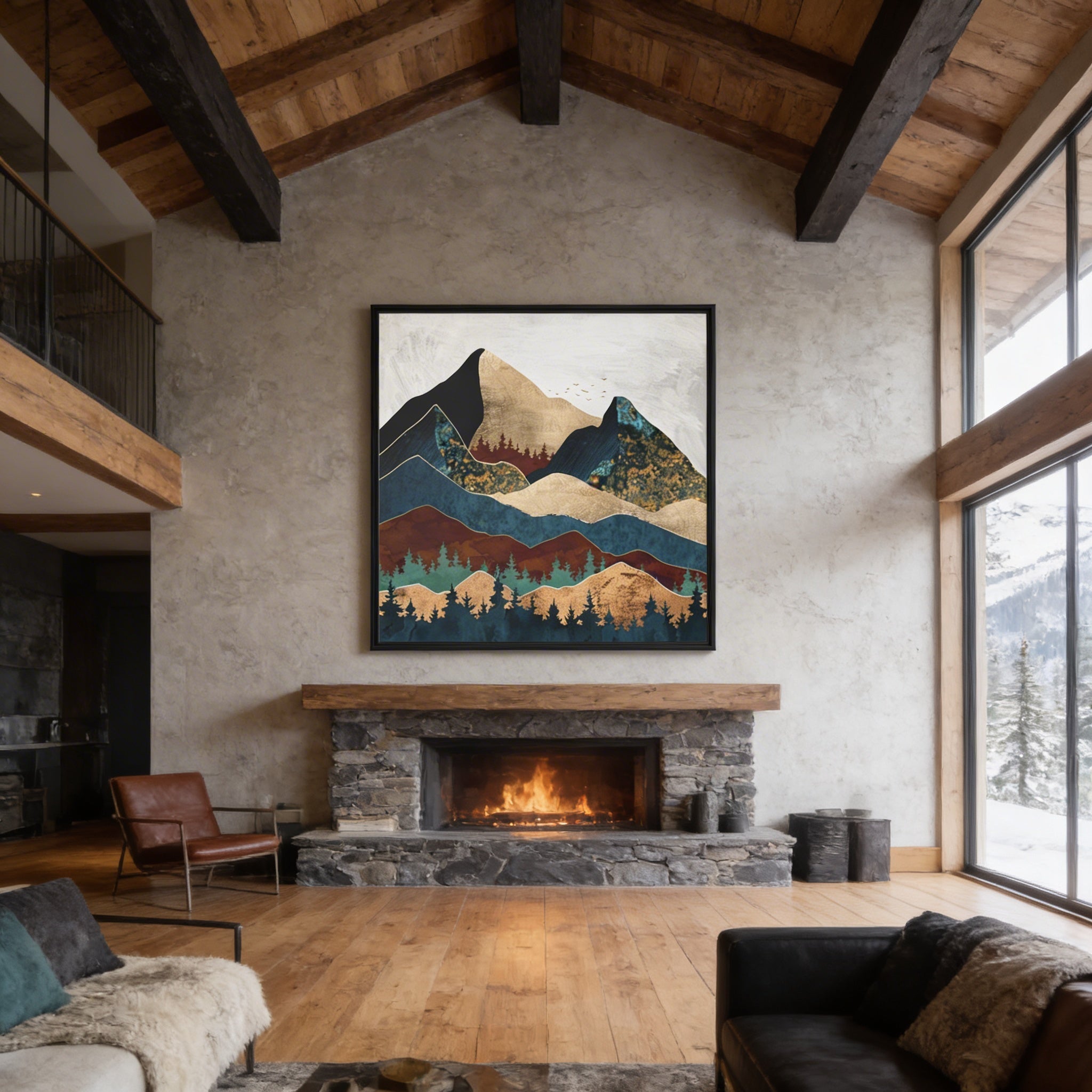 Malachite Mountains - Matte Canvas, Framed (Multi-color)