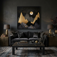 Golden Night Peaks - Matte Canvas, Framed (Multi-color)
