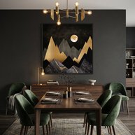 Golden Night Peaks - Matte Canvas, Framed (Multi-color)