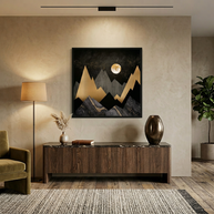 Golden Night Peaks - Matte Canvas, Framed (Multi-color)