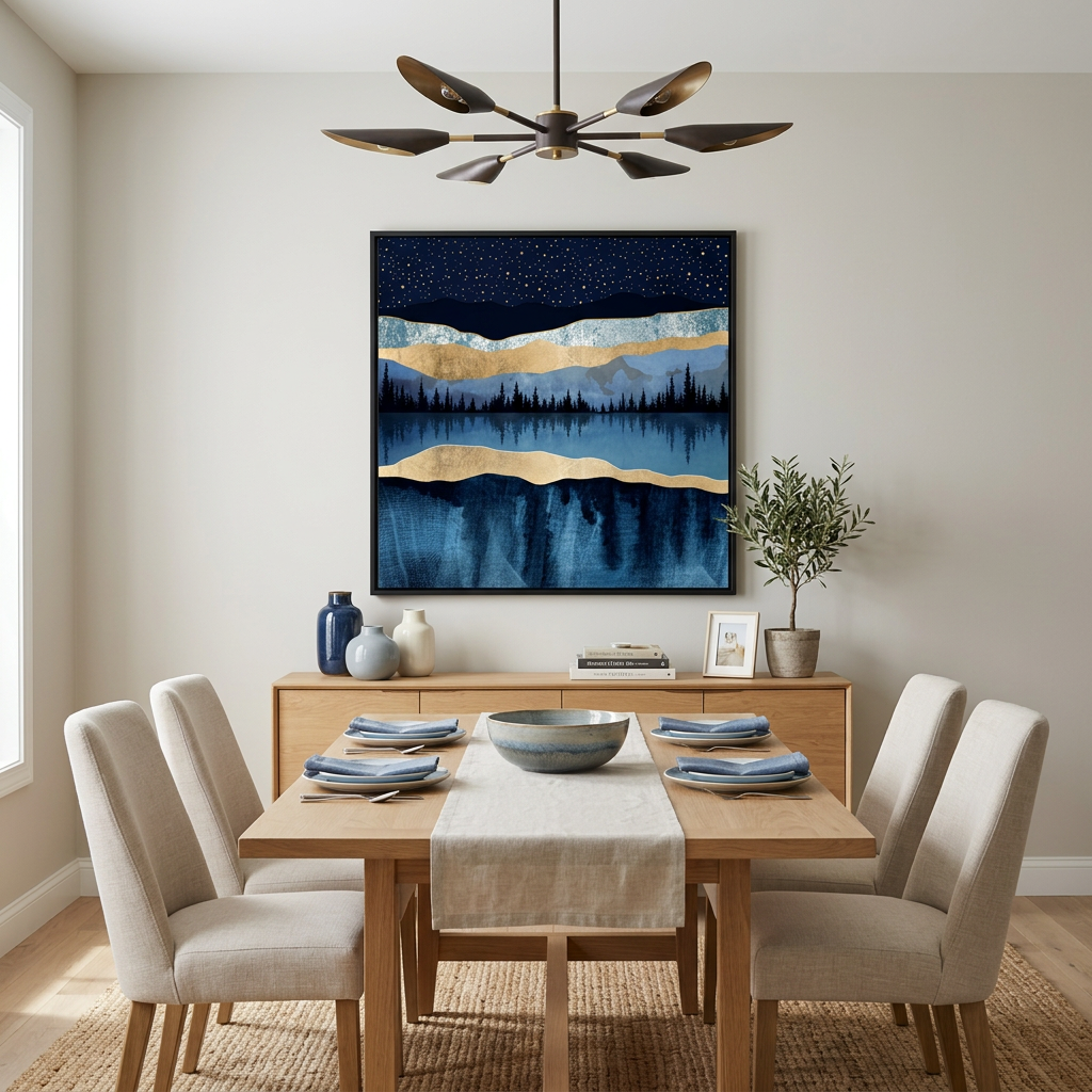 Midnight Lake - Matte Canvas, Framed (Multi-color)