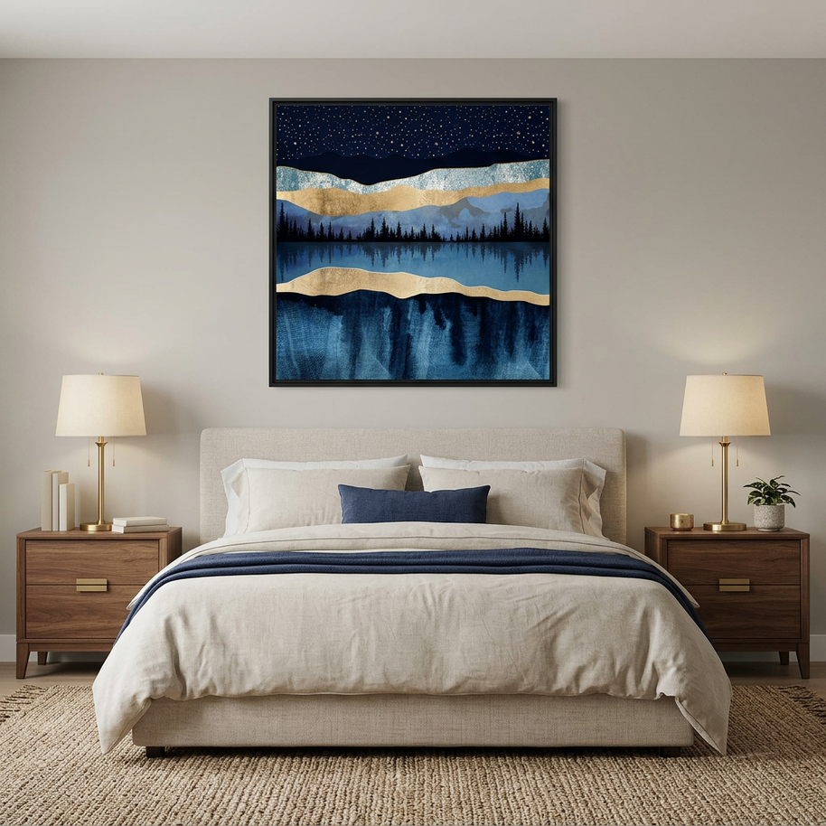 Midnight Lake - Matte Canvas, Framed (Multi-color)