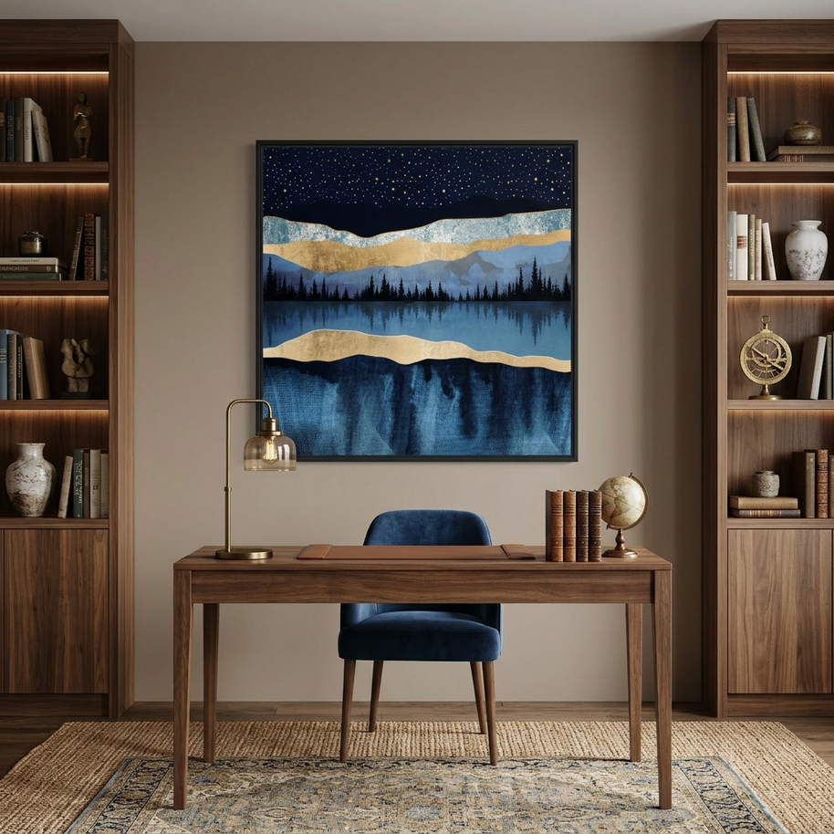 Midnight Lake - Matte Canvas, Framed (Multi-color)