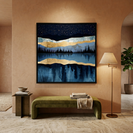 Midnight Lake - Matte Canvas, Framed (Multi-color)