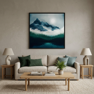 Midnight Moon Reflection - Matte Canvas, Framed (Multi-color)