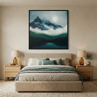 Midnight Moon Reflection - Matte Canvas, Framed (Multi-color)