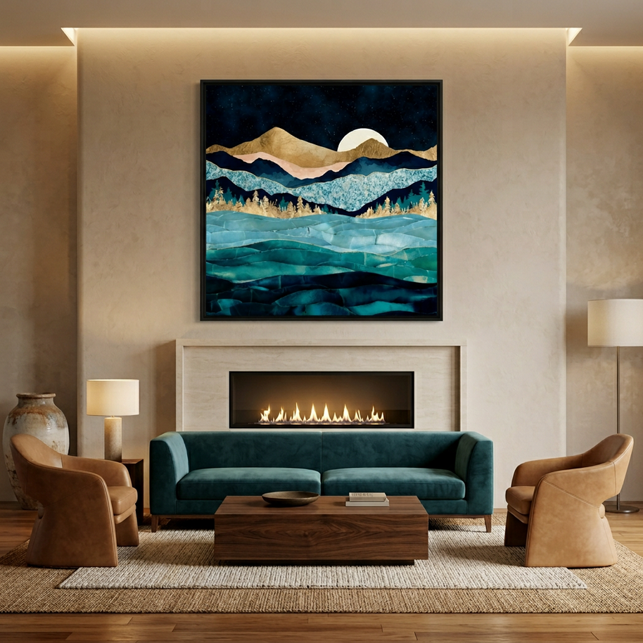 Midnight Ocean - Matte Canvas, Framed (Multi-color)