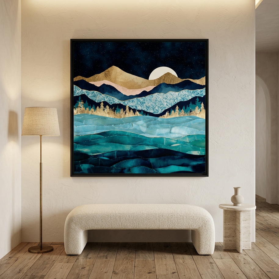 Midnight Ocean - Matte Canvas, Framed (Multi-color)