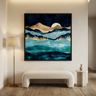 Midnight Ocean - Matte Canvas, Framed (Multi-color)