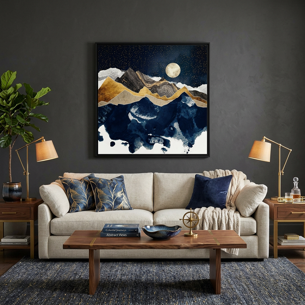 Midnight Winter - Matte Canvas, Framed (Multi-color)