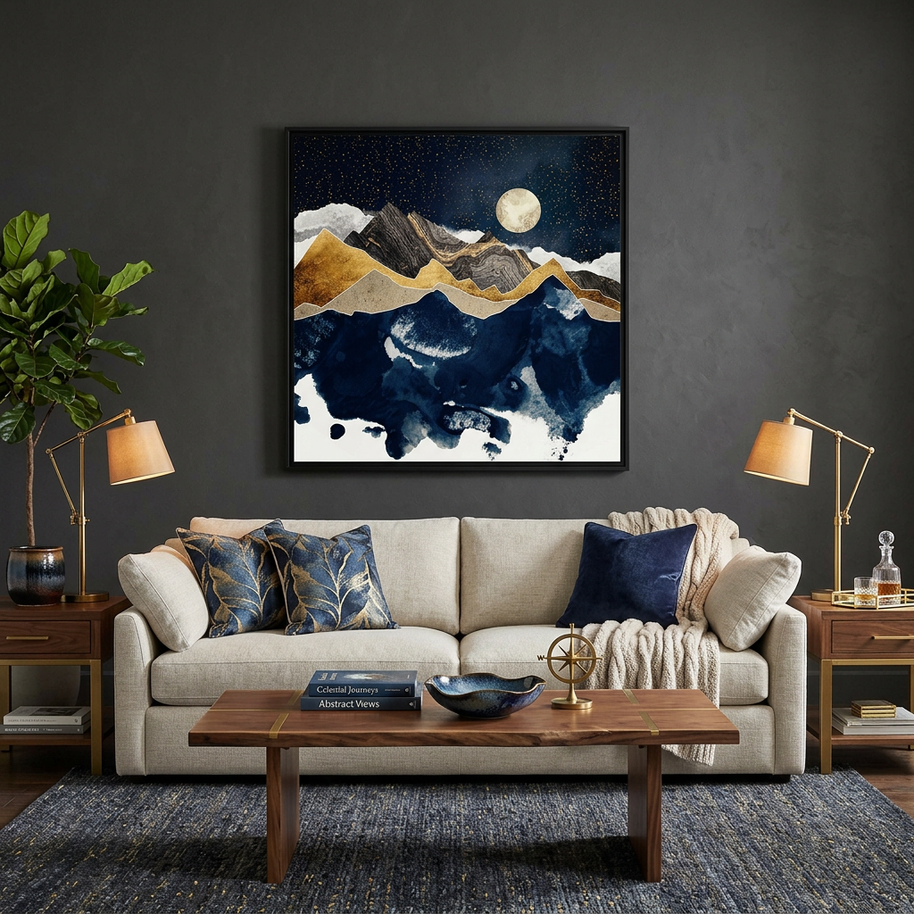 Midnight Winter - Matte Canvas, Framed (Multi-color)
