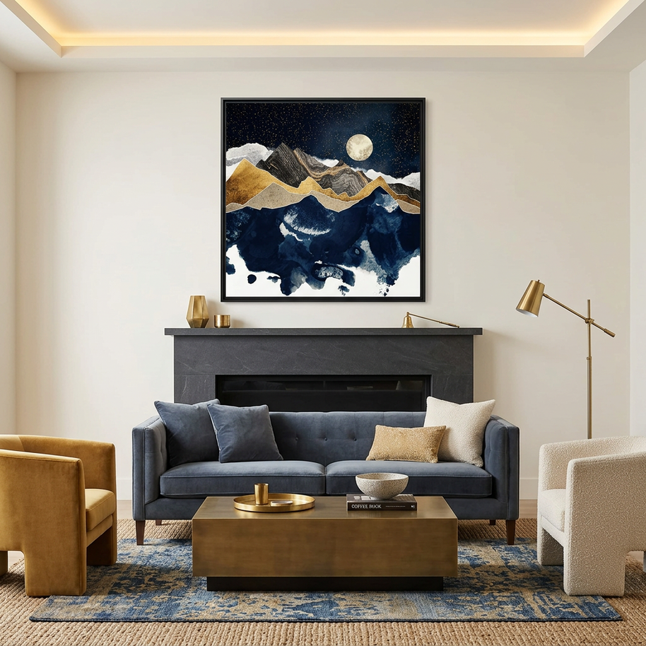 Midnight Winter - Matte Canvas, Framed (Multi-color)