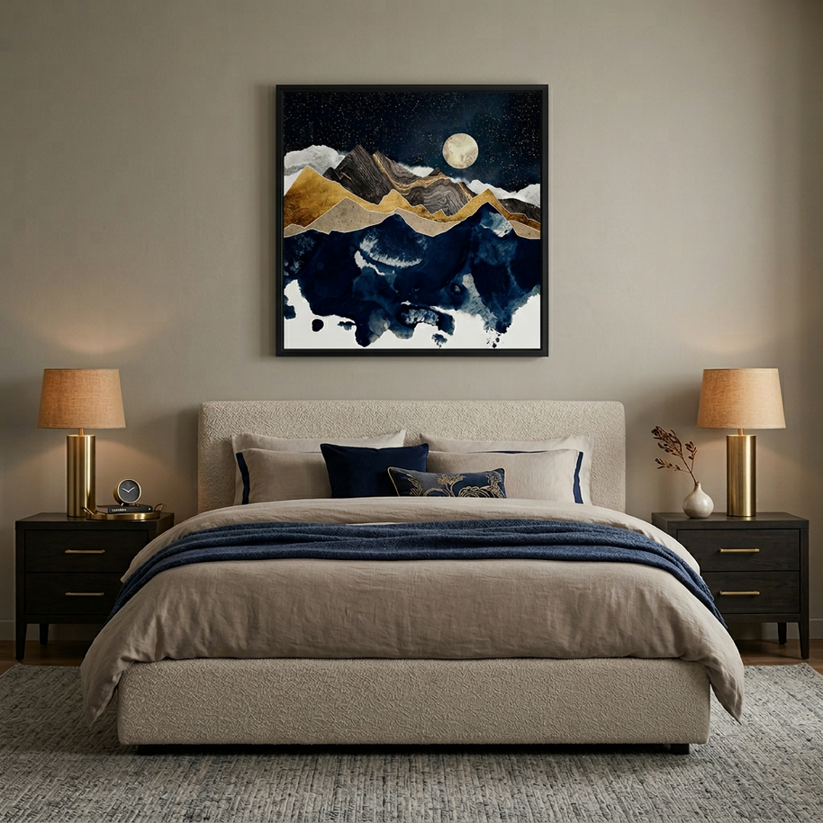 Midnight Winter - Matte Canvas, Framed (Multi-color)