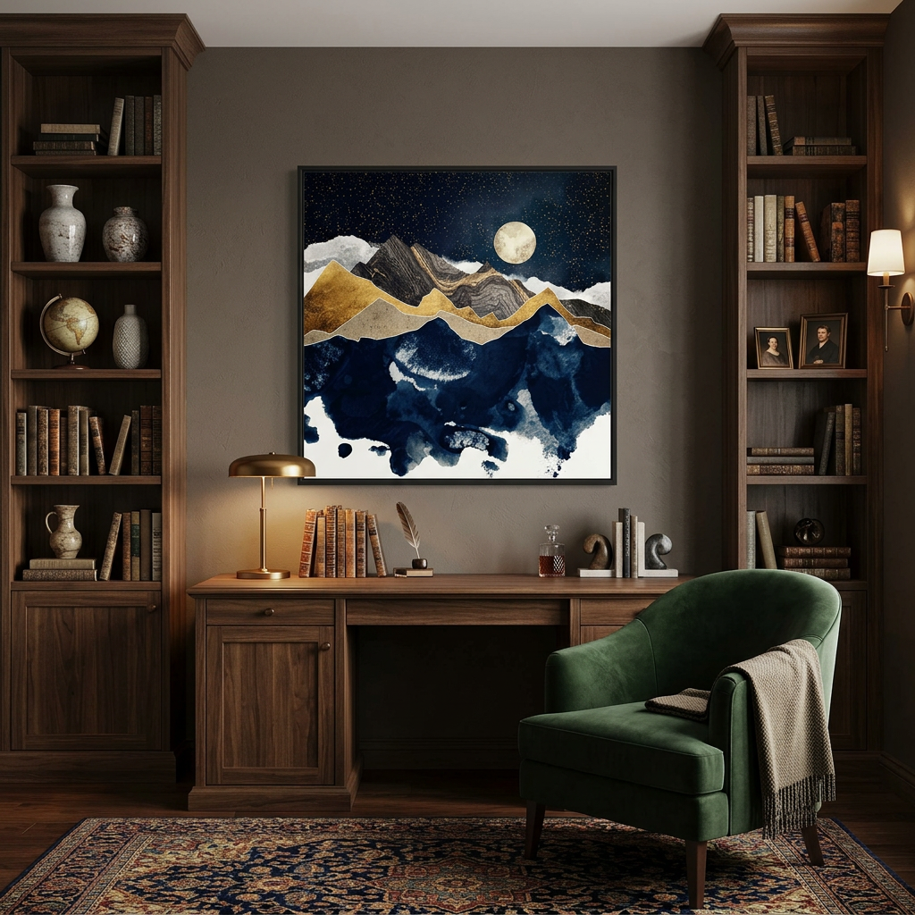 Midnight Winter - Matte Canvas, Framed (Multi-color)
