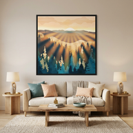 Blue Forest Sunrise - Matte Canvas, Framed (Multi-color)